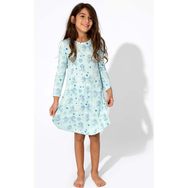 PAW Patrol: Valentine's Blue Bamboo Girls' Long Sleeve Dress, Blue