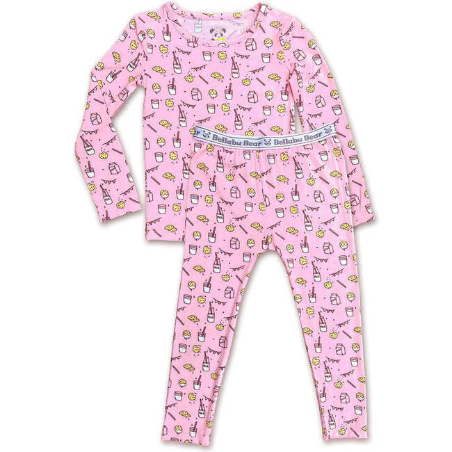 Milk & Cookies Pink Bamboo Kids Pajamas, Pink