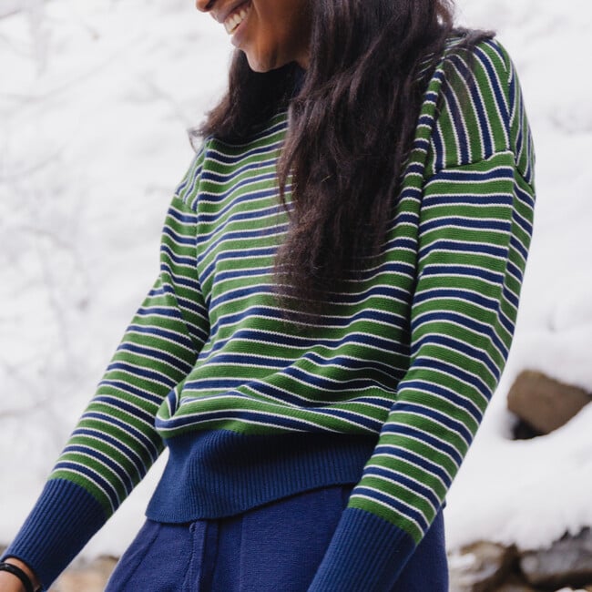 women's evergreen stripe knit sweater - Sweaters - 2