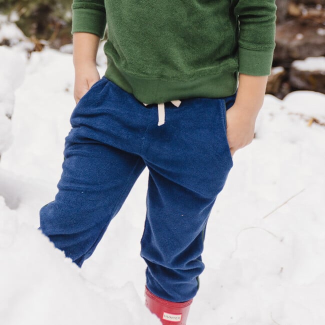 unisex navy french terry sweatpant with evergreen side piping - Sweatpants - 3