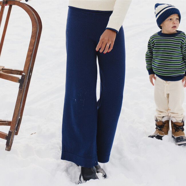 women's navy wide leg knit pant - Pants - 3