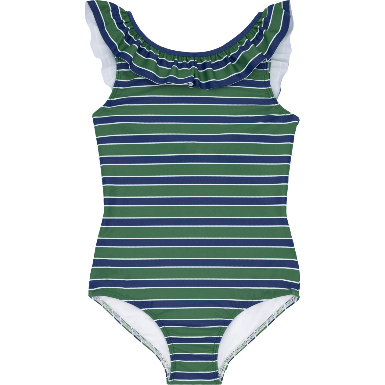 girls evergreen stripe ruffle collar one piece - One Pieces - 1