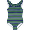 girls evergreen stripe ruffle collar one piece - One Pieces - 1 - thumbnail