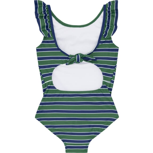 girls evergreen stripe ruffle collar one piece - One Pieces - 4