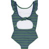 girls evergreen stripe ruffle collar one piece - One Pieces - 4