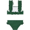 girls evergreen ruffle strap bikini with white lettuce edge trim - Two Pieces - 4