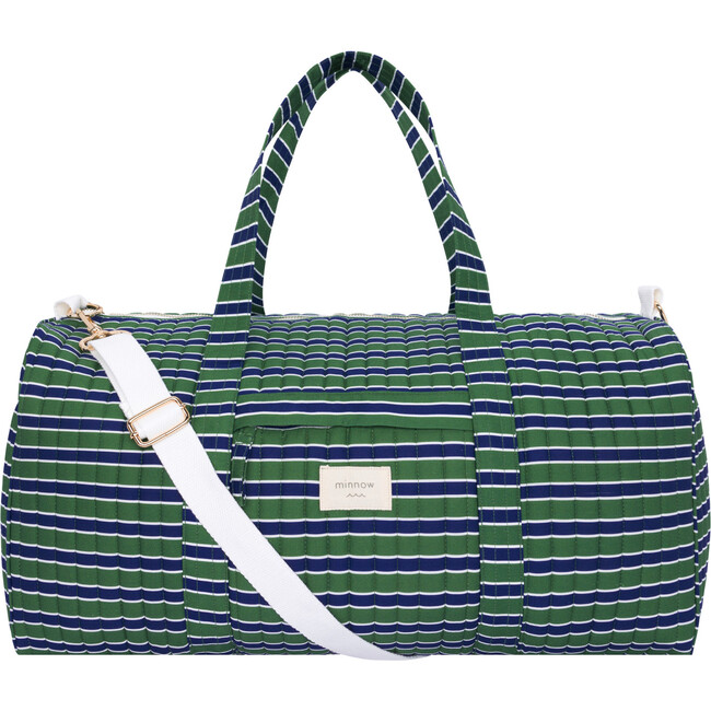 evergreen stripe weekender bag