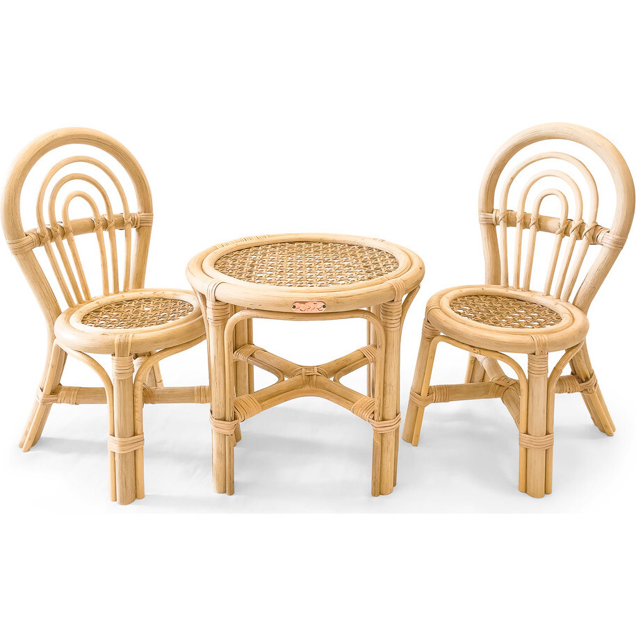 Rattan Mini Rainbow Chairs with Mini Table - Doll Accessories - 1