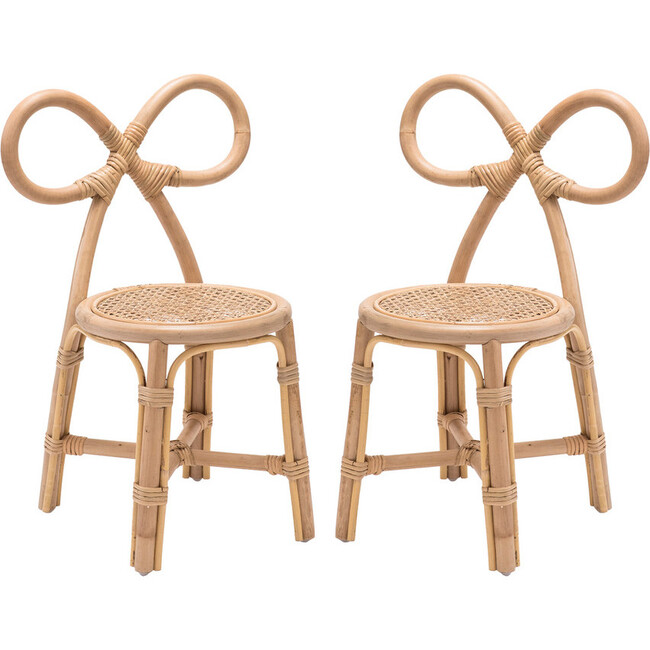 Rattan Bow Chairs  Set of 2