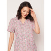 Women's Pima Short Sleeve Short Set, Fleurs De Rose - Pajamas - 3