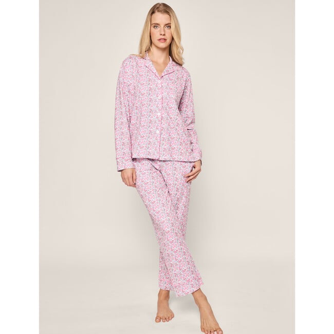 Women's Pima Pajama Set, Fleurs De Rose - Pajamas - 4