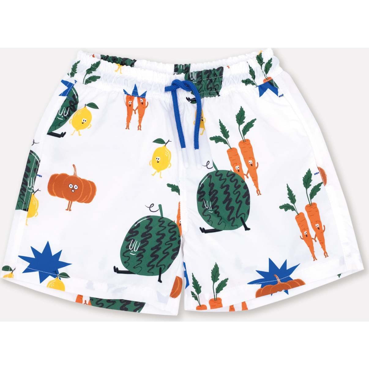 Vegetable UV swim shorts, white - Swim Trunks - 1