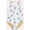 Flower UV swimsuit, White - One Pieces - 1 - thumbnail