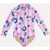 Flower UV swimsuit, Pink - Rash Guards - 1 - thumbnail