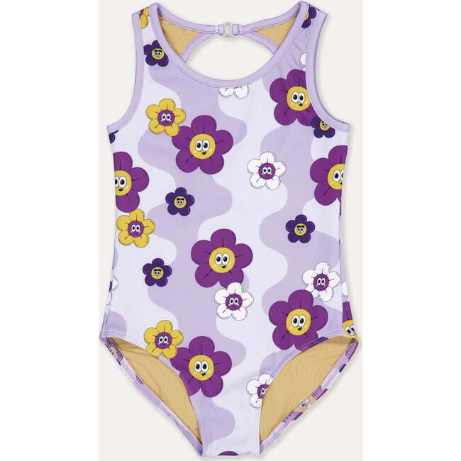 Flower UV swimsuit, Purple