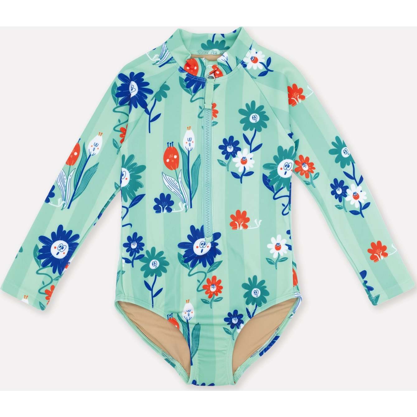 Flower UV swimsuit, Green - Rash Guards - 1
