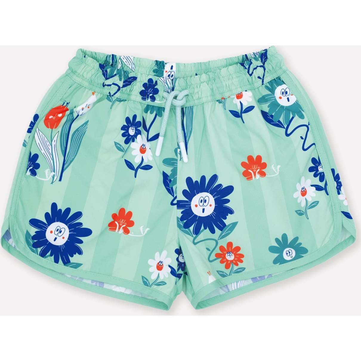 Flower UV swim shorts, Green - Swim Trunks - 1