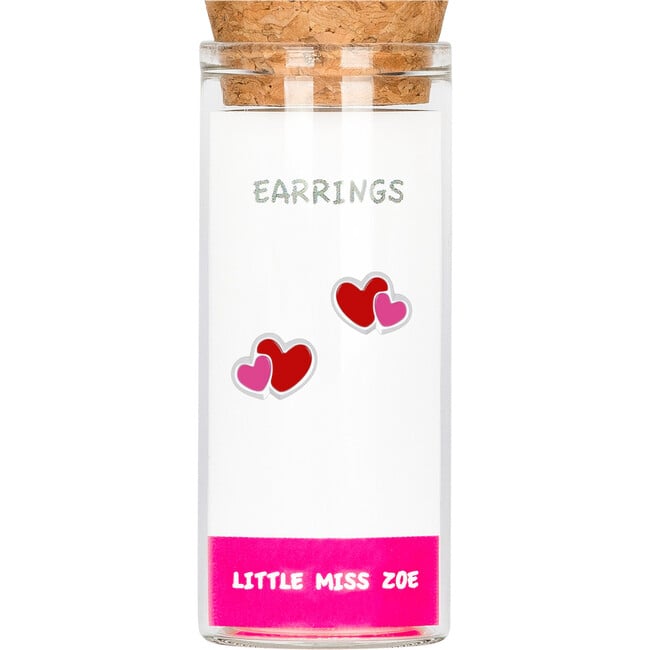 Double Heart Stud Earrings in a Bottle