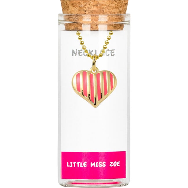 Charming Necklace in a Bottle, Stripe Heart