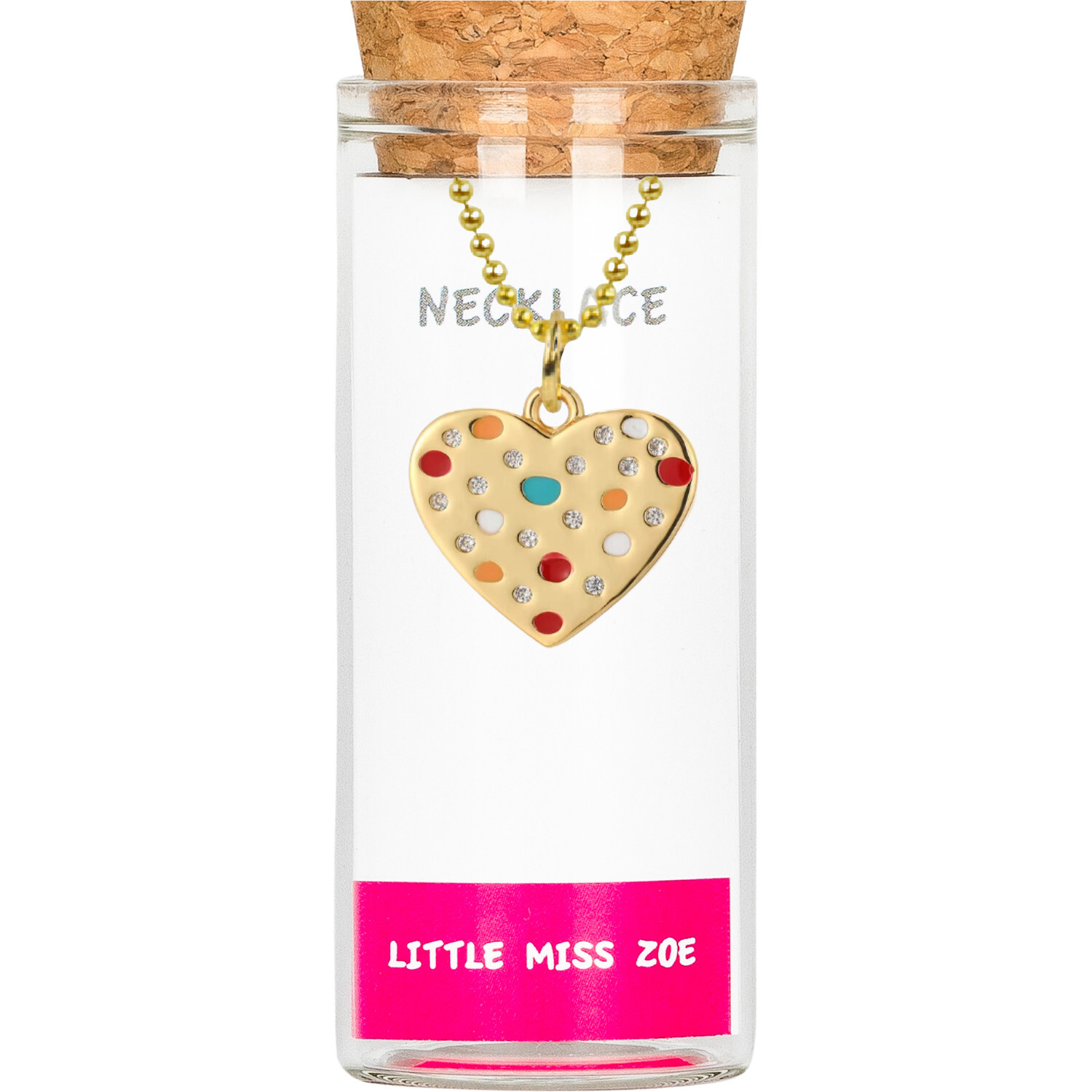 Charming Necklace in a Bottle, Dotted Heart - Necklaces - 1
