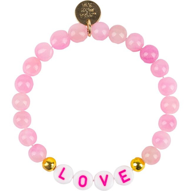 LOVE Gemstone Bracelet, Pink/Love Letter Beads