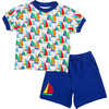 Sailboat Print T-Shirt with Shorts Set - Mixed Apparel Set - 1 - thumbnail