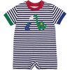 Stripe Knit Shortall With Dog & Dinosaur - Rompers - 1 - thumbnail