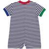 Stripe Knit Shortall With Dog & Dinosaur - Rompers - 2