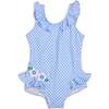 Gingham Swimsuit With Flowers - One Pieces - 1 - thumbnail