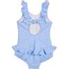 Gingham Swimsuit With Flowers - One Pieces - 3