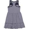 Navy Stripe Knit Dress With Shirred Skirt - Dresses - 3