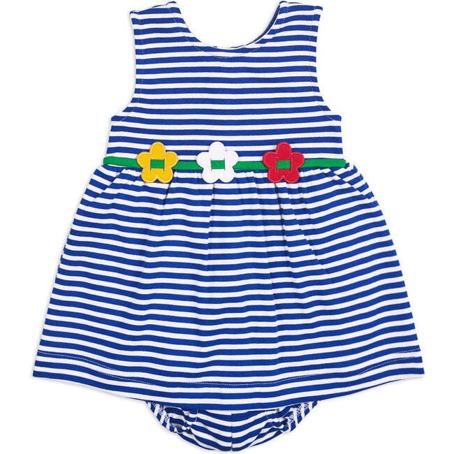 Stripe Knit Romper With Flowers