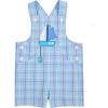 Plaid Seersucker Shortall With Sailboat - Rompers - 1 - thumbnail