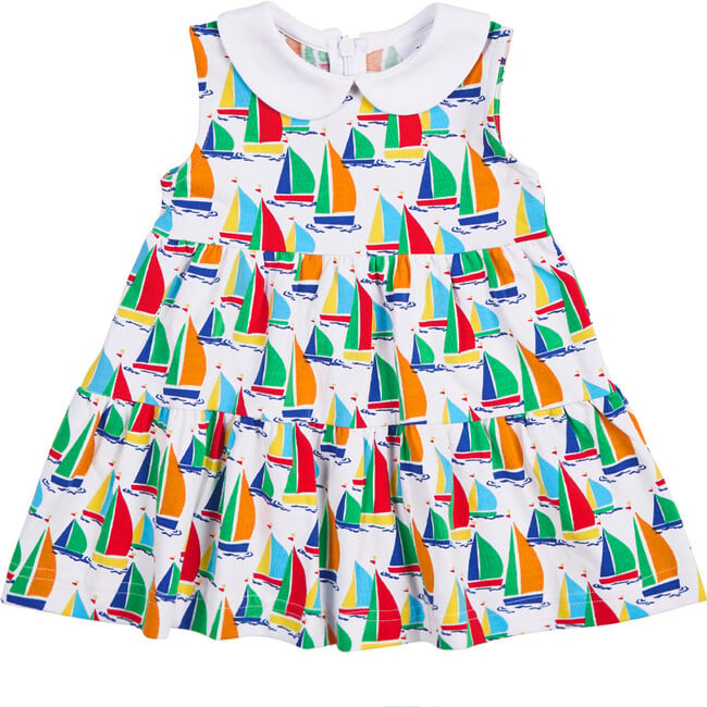 Sailboat Print Tiered Dress