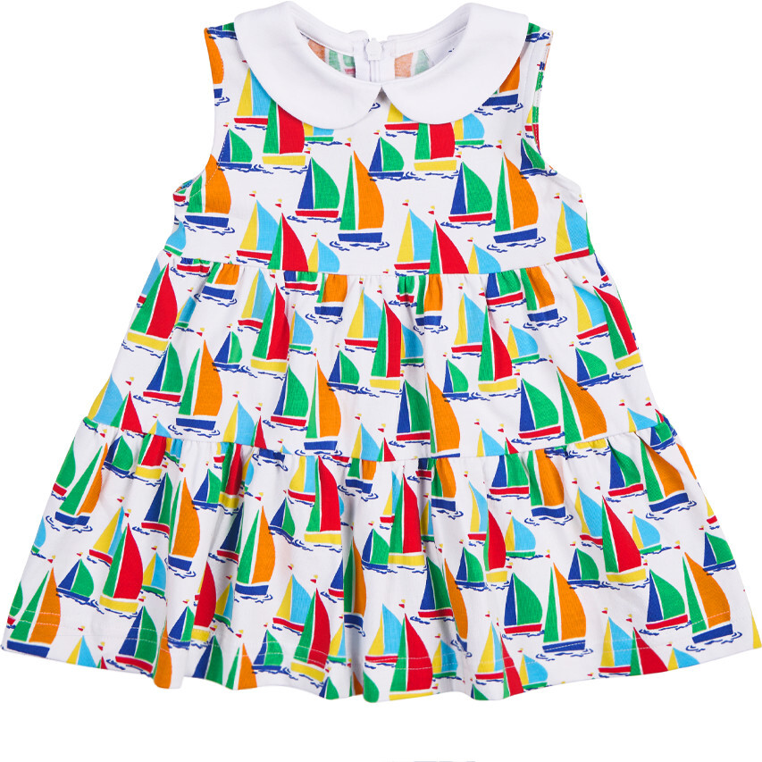 Sailboat Print Tiered Dress - Dresses - 1