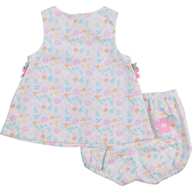 Printed Pique Dress & Bloomer With Flowers