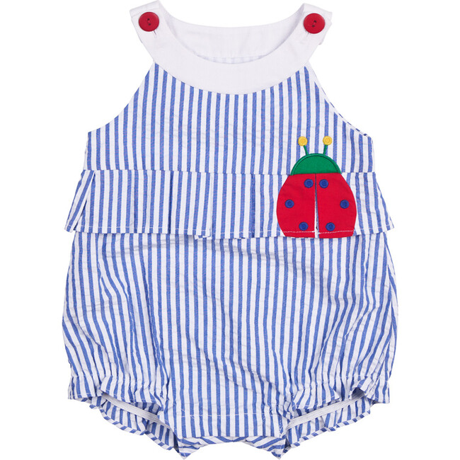 Seersucker Romper With Ladybug