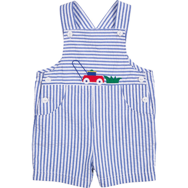 Stripe Seersucker Shortall With Lawn Mower