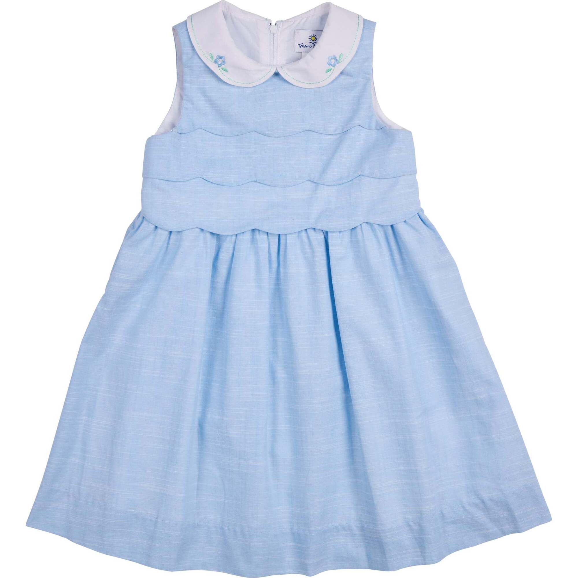Linen-Look Dress With Embroidered Collar - Dresses - 1