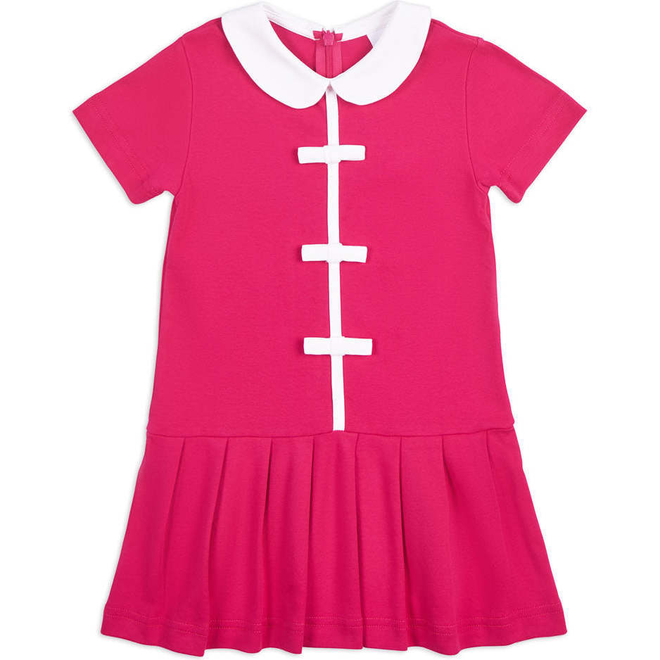 Knit Dress With Pleated Skirt And Bows - Dresses - 1