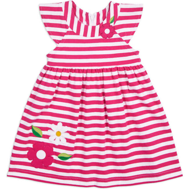 Stripe Knit Dress With Flowers