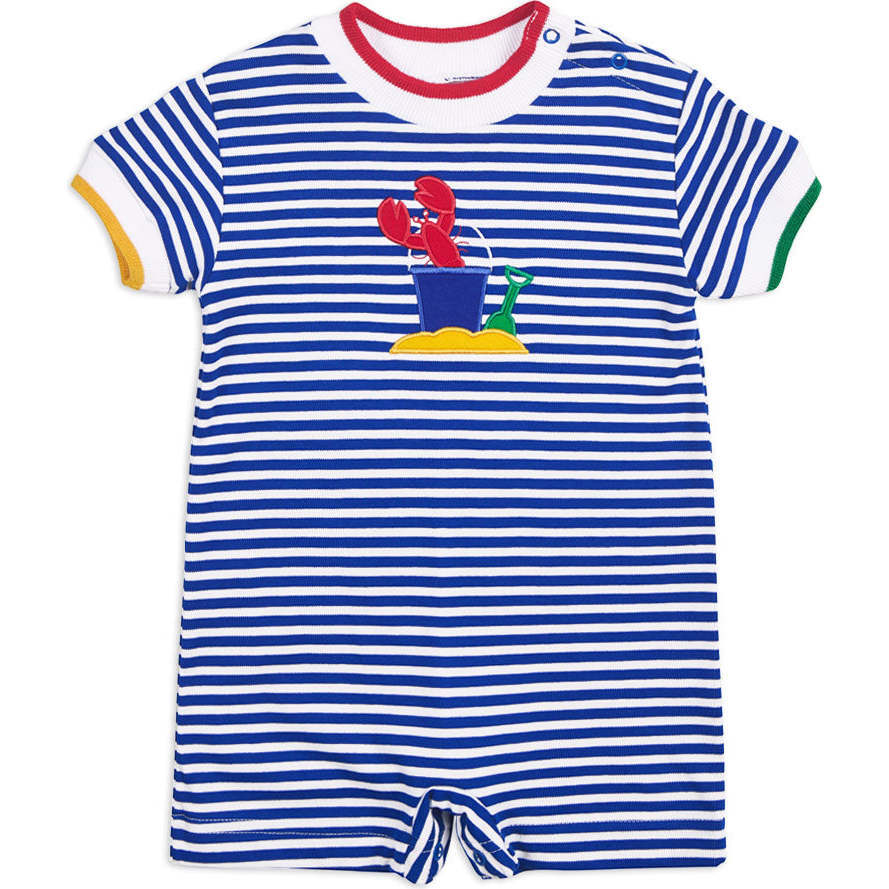 Stripe Knit Shortall With Lobster & Sand Toys - Rompers - 1