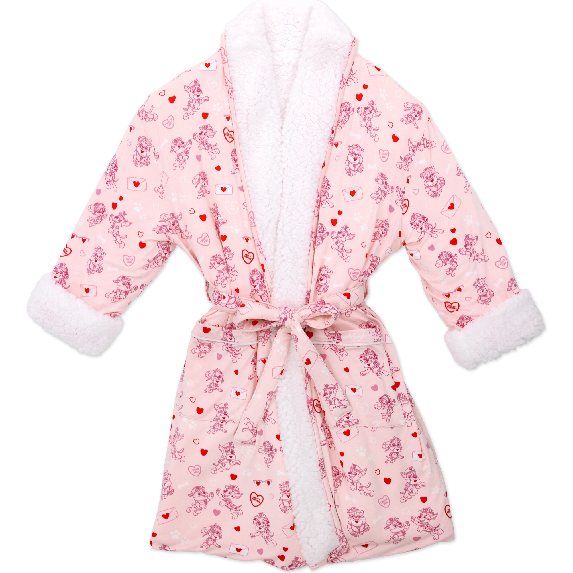 PAW Patrol: Valentine's Pink Kids Bamboo Sherpa Robe, Pink - Robes - 1