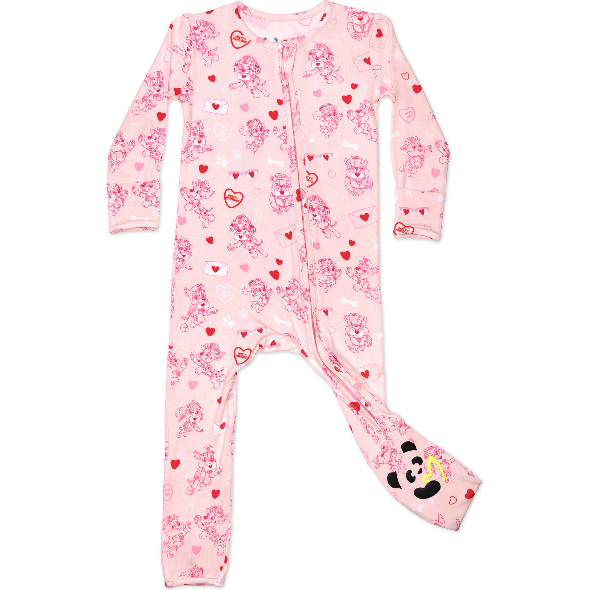 PAW Patrol: Valentine's Pink Bamboo Convertible Footie, Pink - Onesies - 1