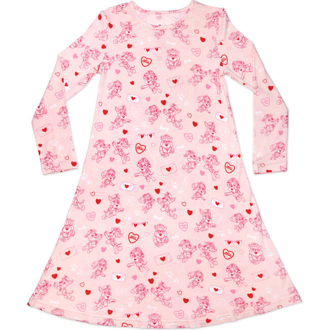 PAW Patrol: Valentine's Pink Bamboo Girls' Long Sleeve Dress, Pink