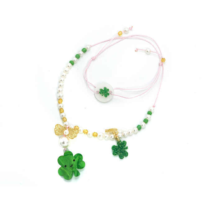 Lucky Shamrock and Pearl Necklace