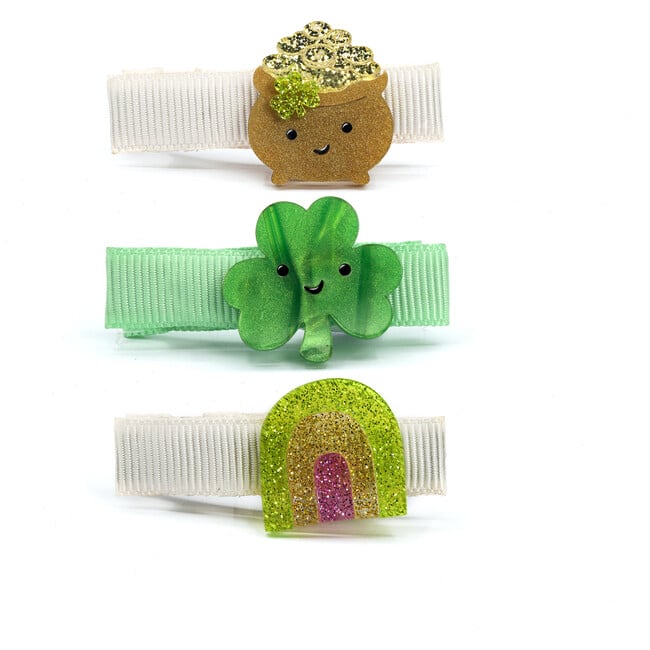 Baby Pot of Gold Shamrock St. Patricks Hair Clips