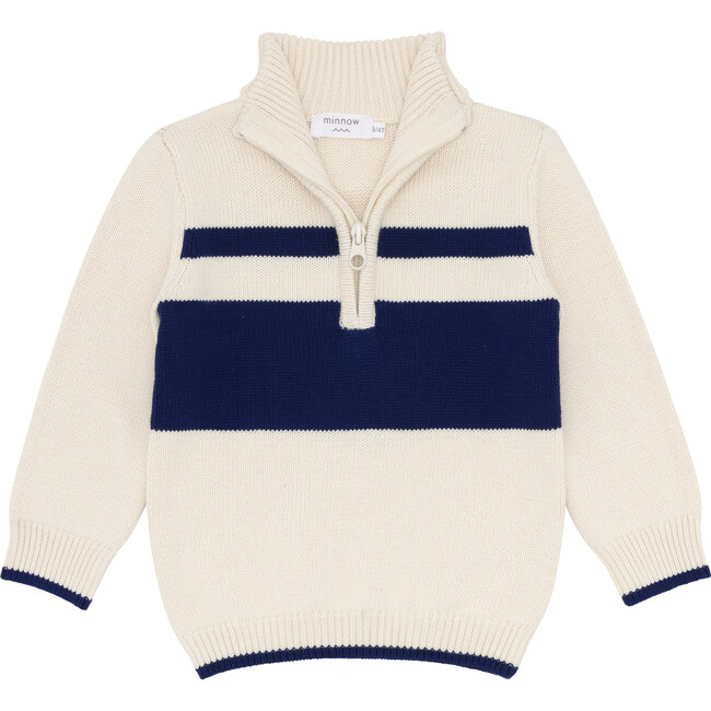 Unisex Cream Half Zip Sweater - Sweaters - 7