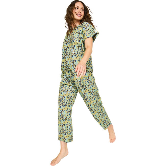 Women's Hand Screen Print Dolman Sleeve Top & Pajama Pant Set, Seagull - Pajamas - 2