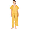 Women's Contrast Trim Dolman Sleeve Top & Pajama Pant Set, Sulphur - Pajamas - 1 - thumbnail